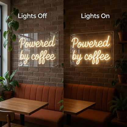 Powered By Coffee LED Neon Sign Wall Decor - 06 Day Night Comparison