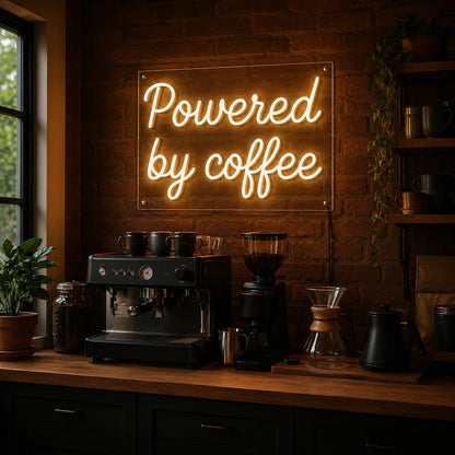Powered By Coffee LED Neon Sign Wall Neon Sign - 03 Real Lifestyle Scene