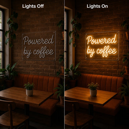 Powered By Coffee LED Neon Sign Wall Neon Sign - 06 Day Night Comparison