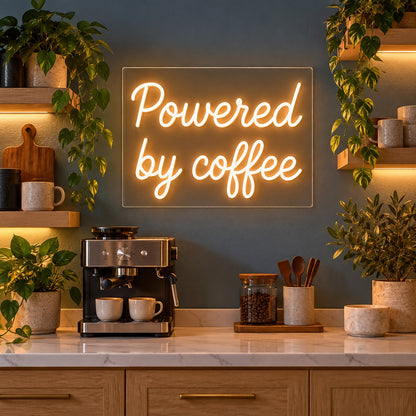 Powered By Coffee LED Neon Sign - advertising view