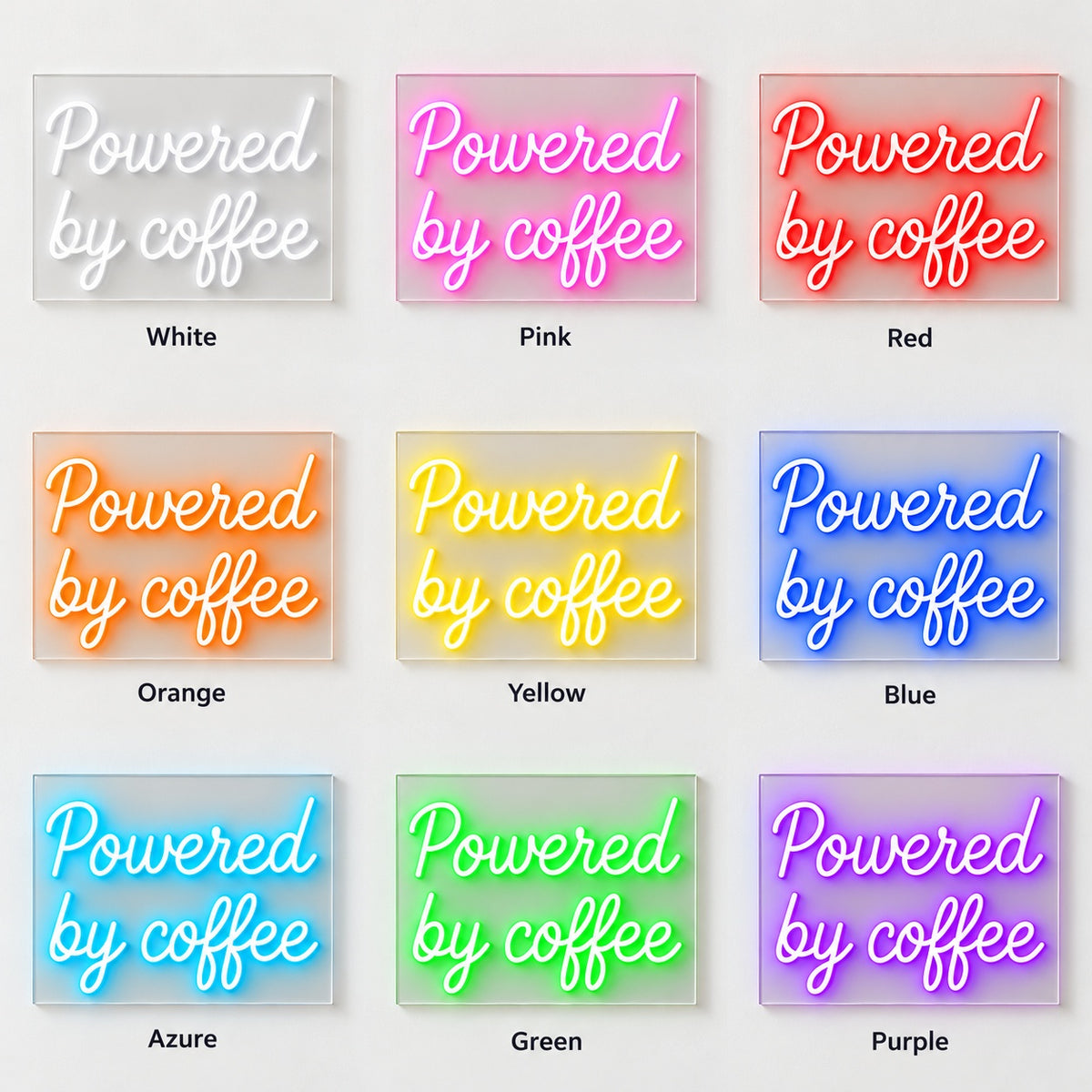 Powered By Coffee LED Neon Sign - nine-color grid