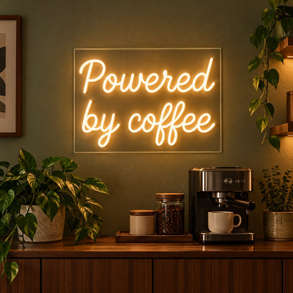 Powered By Coffee LED Neon Sign - advertising view