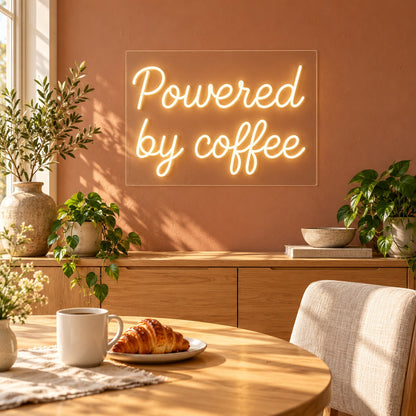 Powered By Coffee LED Neon Sign - lifestyle view