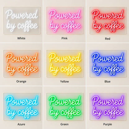 Powered By Coffee LED Neon Sign - nine-color grid