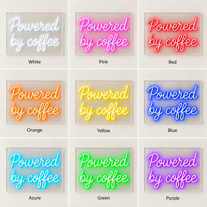 Powered By Coffee LED Neon Sign - nine-color grid