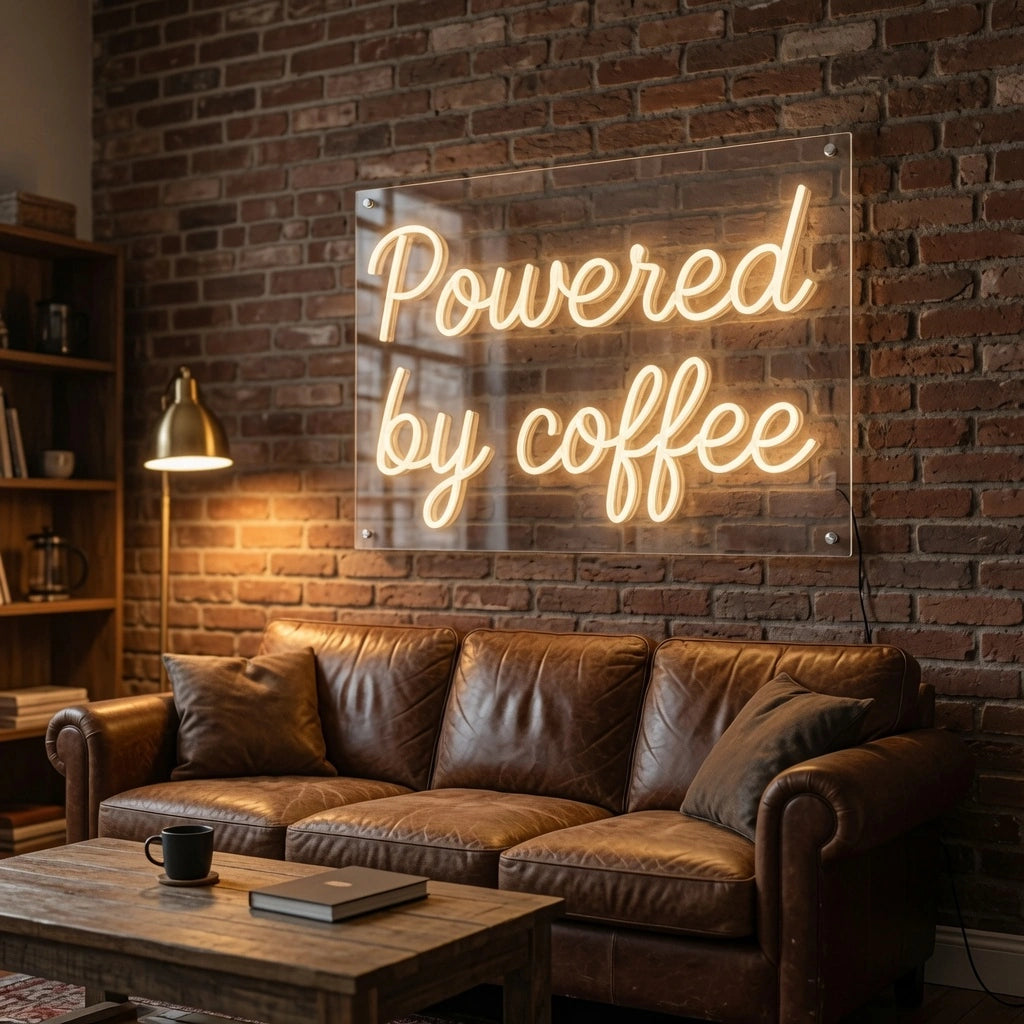 Powered By Coffee Wall Decor LED Neon Sign - 03 Real Lifestyle Scene
