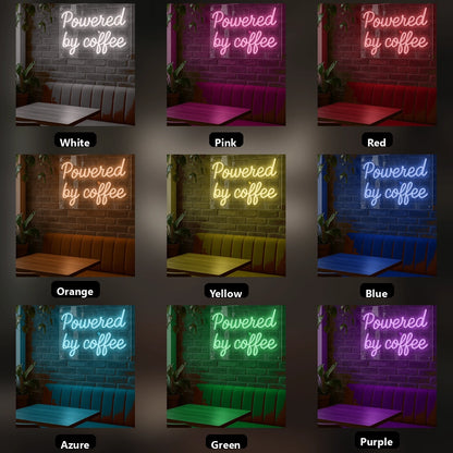 Powered By Coffee Wall Decor LED Neon Sign - 05 Color Grid