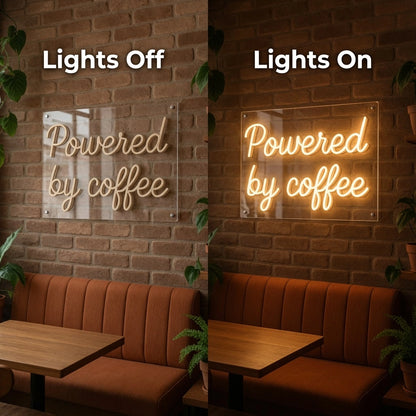Powered By Coffee Wall Decor LED Neon Sign - 06 Day Night Comparison