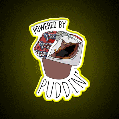 Powered By Puddin Snack Food Led Neon Sign Rgb Color - Custom LED neon sign front view