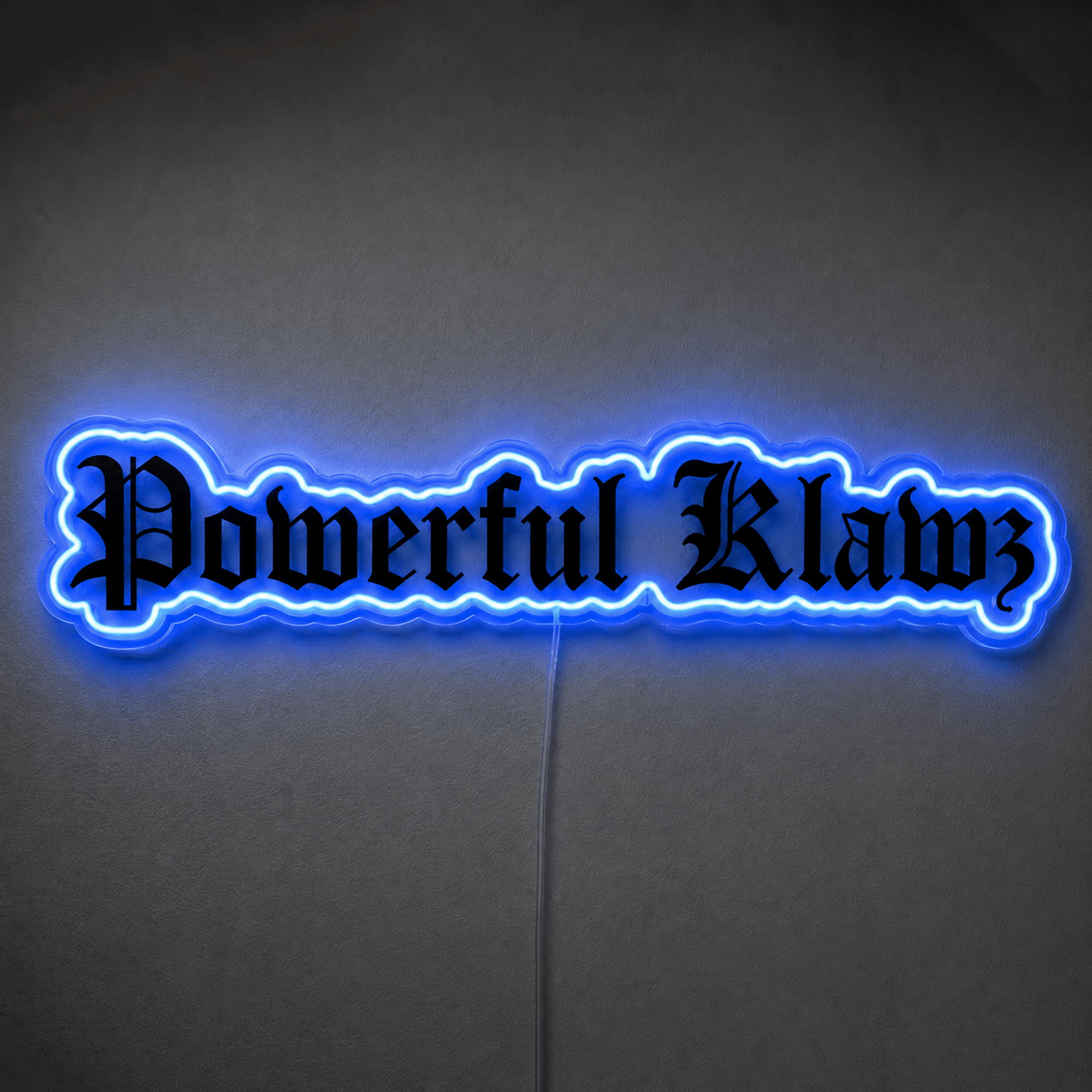 Powerful Klawz Custom LED Neon Sign – Blue Outline with Black UV Print - Shineneon