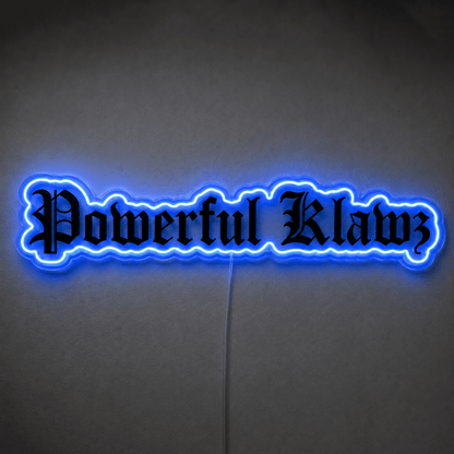 Powerful Klawz Custom LED Neon Sign – Blue Outline with Black UV Print - Shineneon