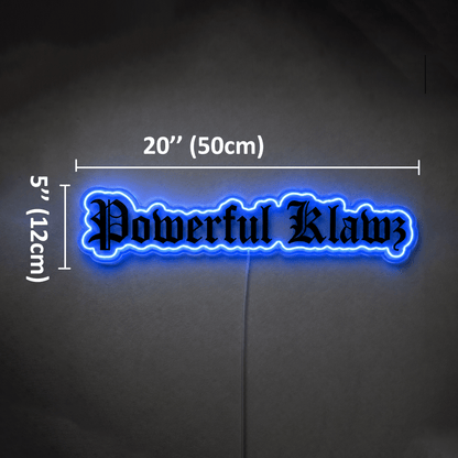 Powerful Klawz Custom LED Neon Sign – Blue Outline with Black UV Print - Shineneon