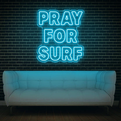 Pray For Surf Blue Led Neon Sign Indoor Wall Art Decor | Shineneon