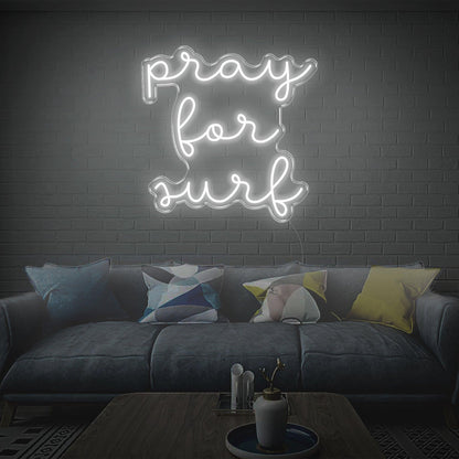 Pray For Surf Warm Glow Led Neon Sign For Surf-Themed Indoor Decor | Shineneon