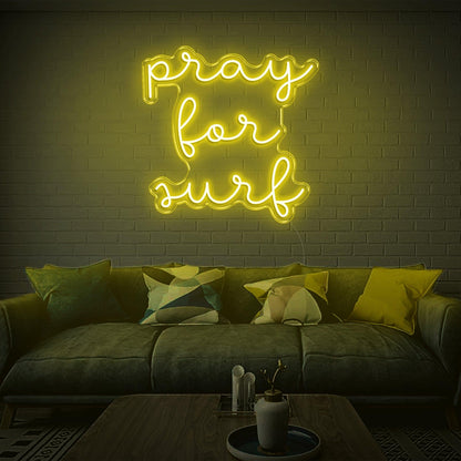 Pray For Surf Warm Glow Led Neon Sign For Surf-Themed Indoor Decor | Shineneon
