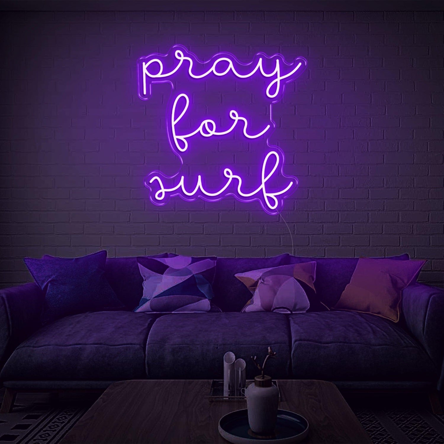 Pray For Surf Warm Glow Led Neon Sign For Surf-Themed Indoor Decor | Shineneon