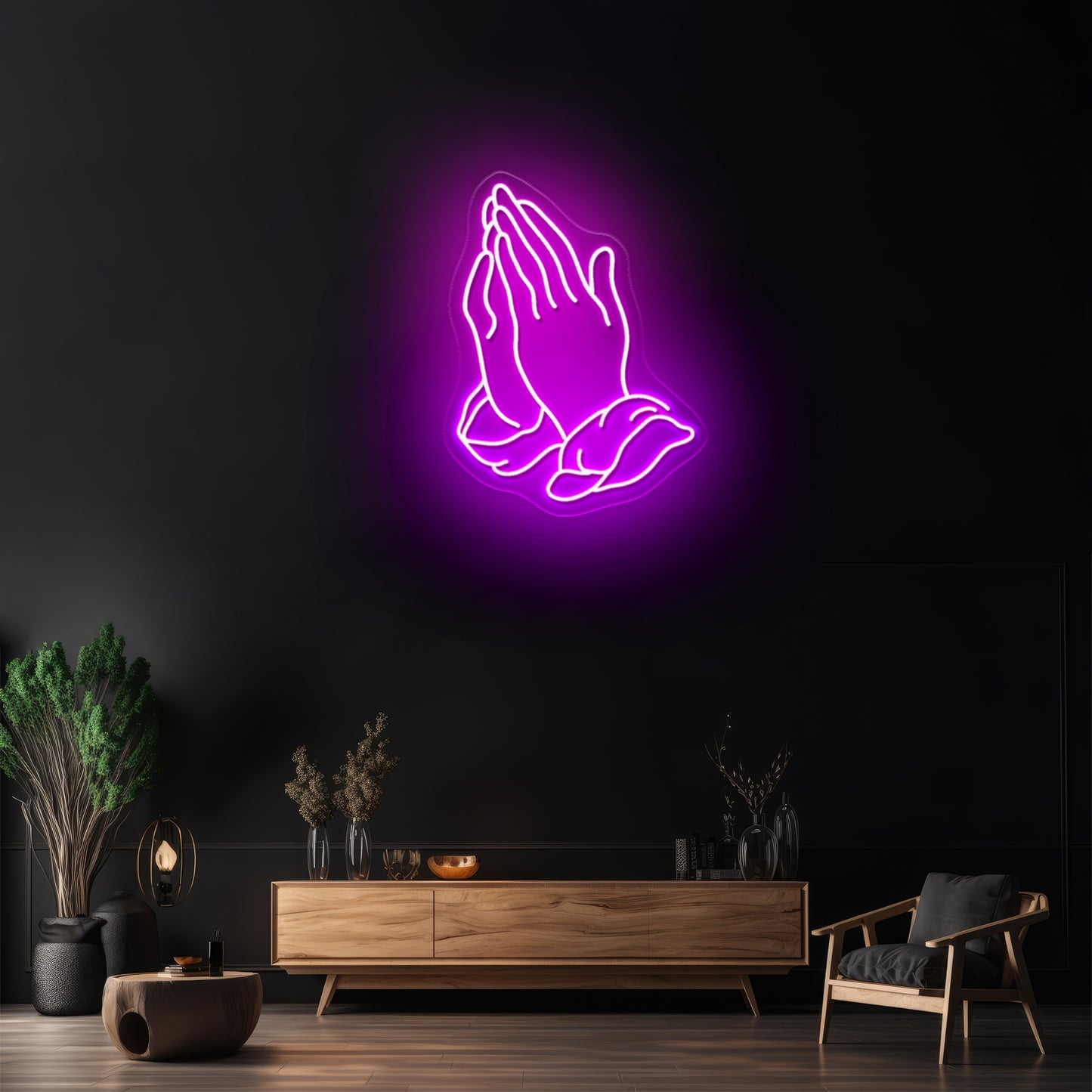 Praying Hands Neon Sign For A Bar