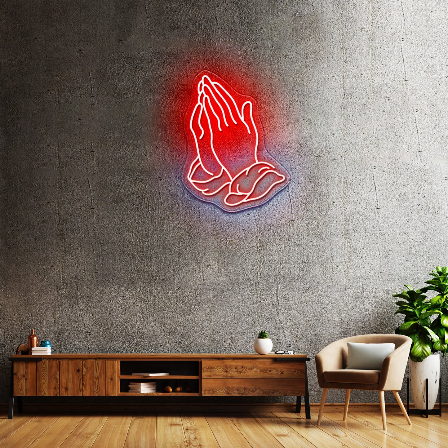 Praying Hands Neon Sign For A Bar