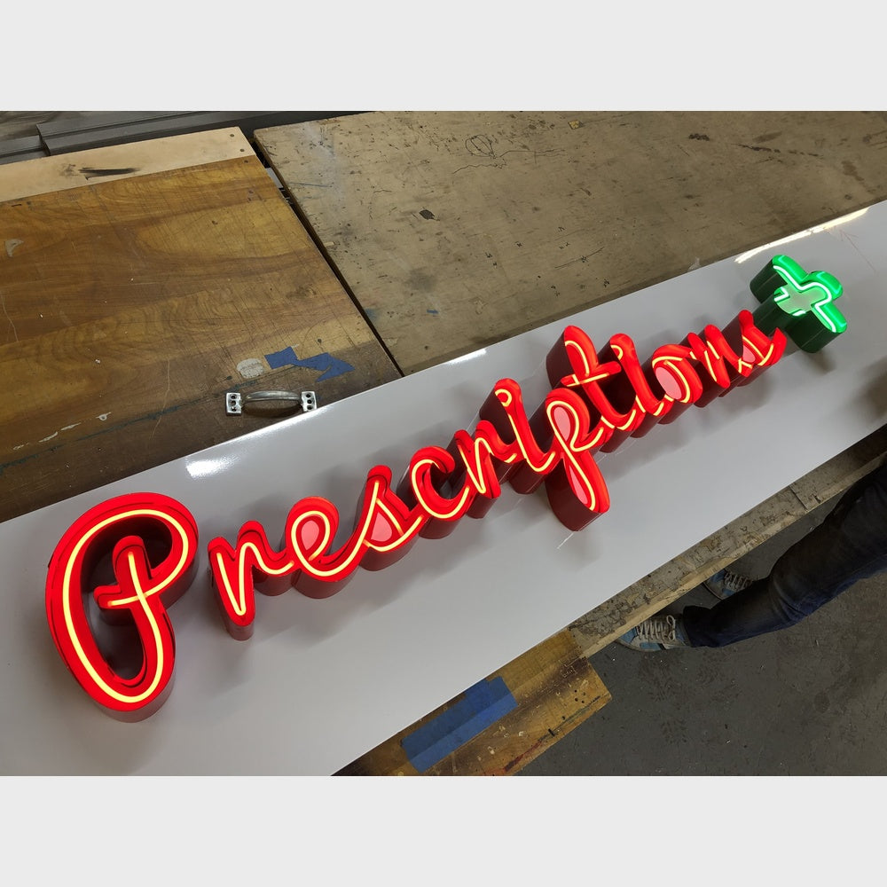 Prescriptions 3D Frontlit Channel Letters Led Light Sign