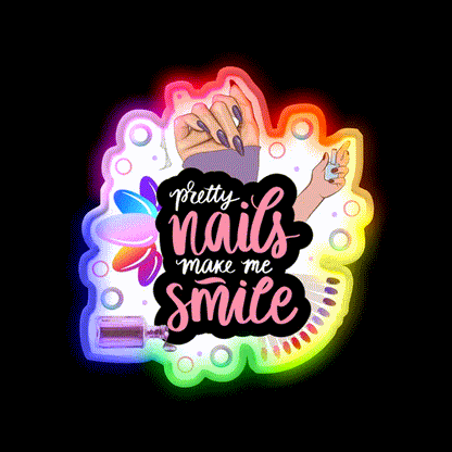 Pretty Nails Make Me Smile Winter Nails Love Nail Salon Led Neon Sign Rgb Color - LED neon sign close-up detail
