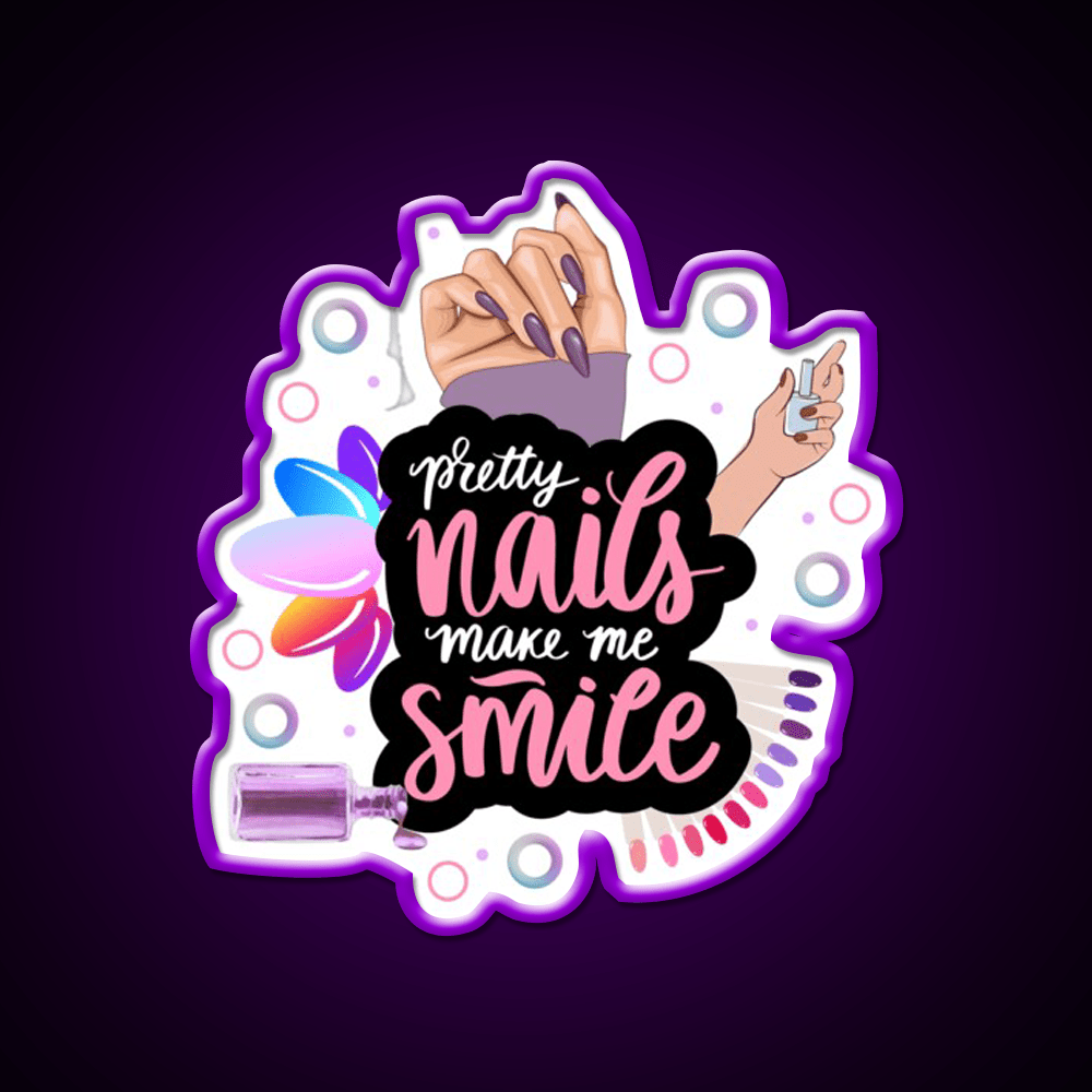 Pretty Nails Make Me Smile Winter Nails Love Nail Salon Led Neon Sign Rgb Color - Shineneon