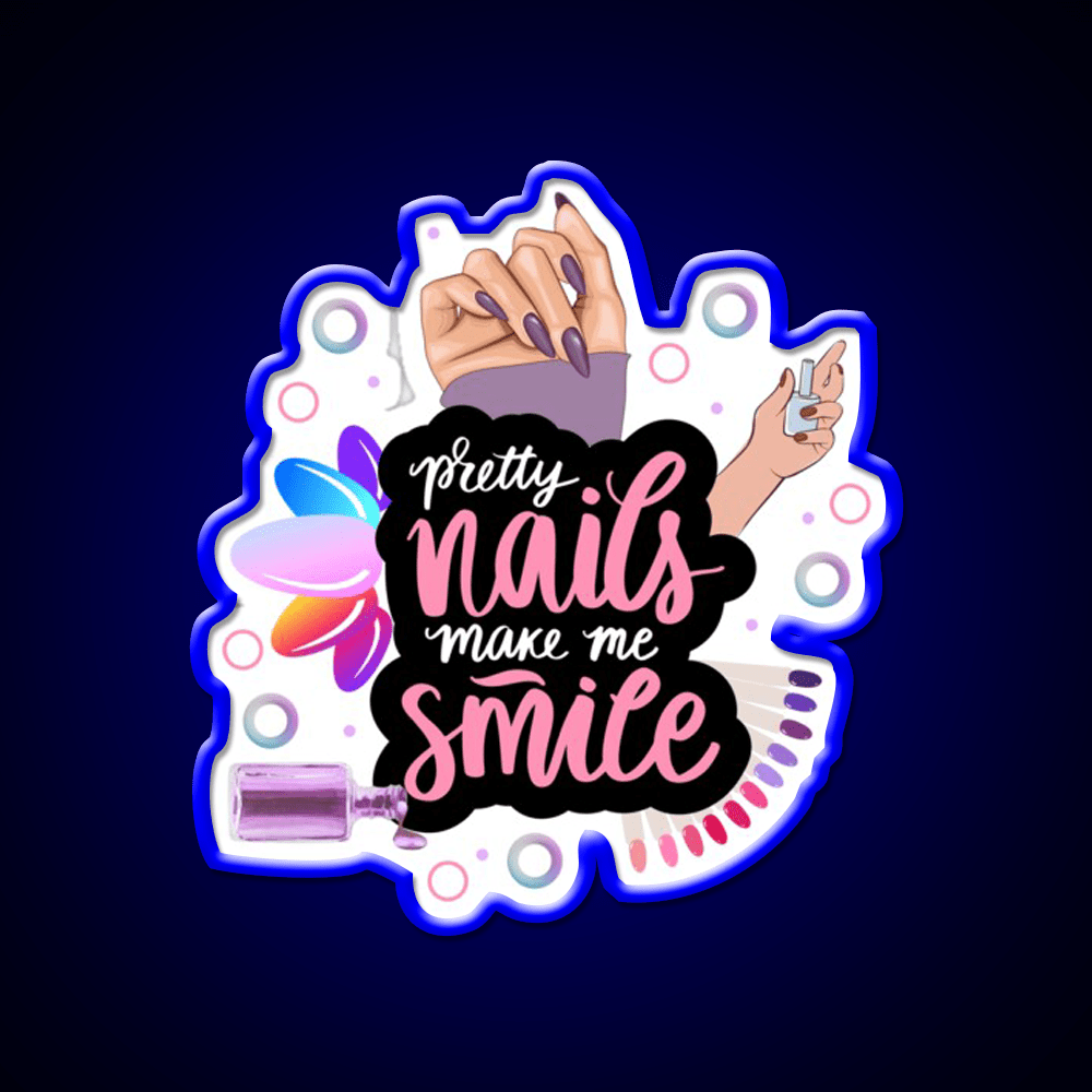 Pretty Nails Make Me Smile Winter Nails Love Nail Salon Led Neon Sign Rgb Color - Shineneon