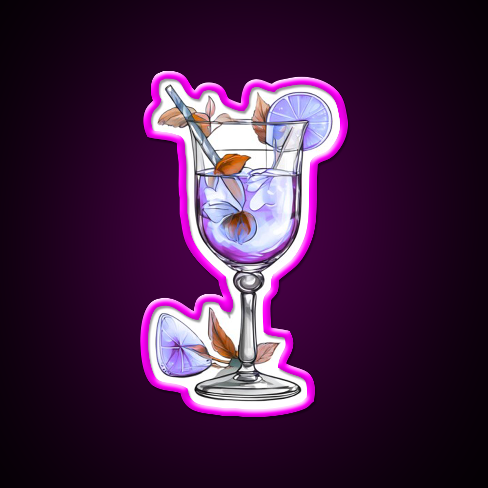 Pretty Purple Cocktail Class Cocktail Bar Decor Led Neon Sign Rgb Color - Neon sign mounted on wall in room