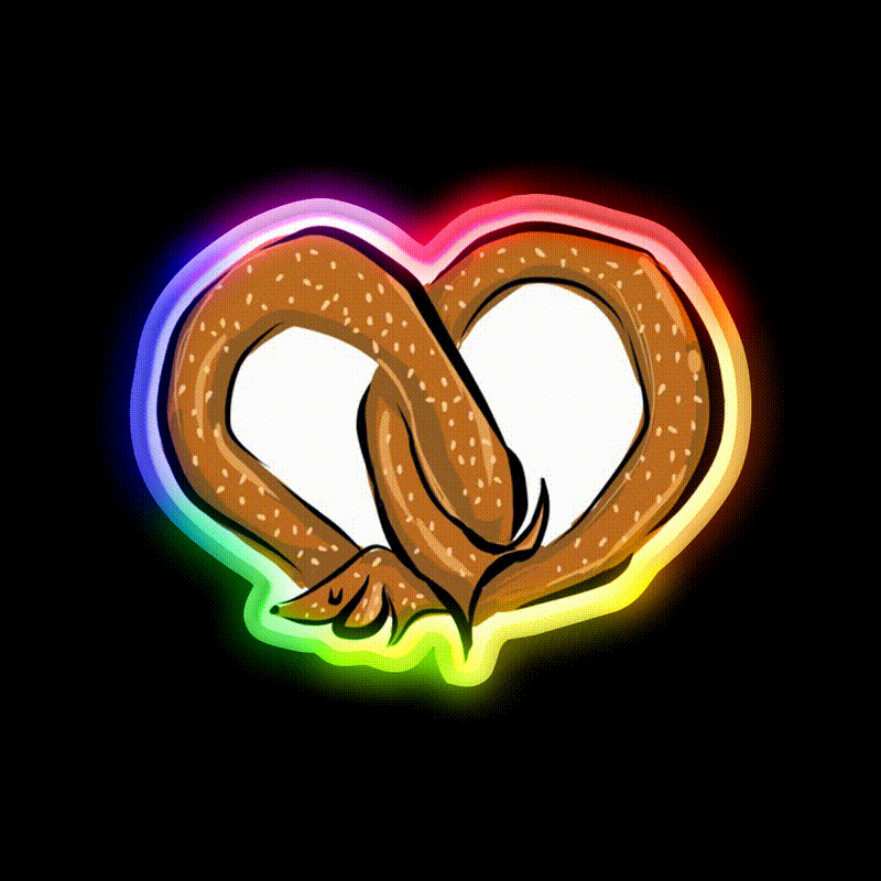 Pretzel Dog Dachshund Snack Food Led Neon Sign Rgb Color - LED neon sign close-up detail