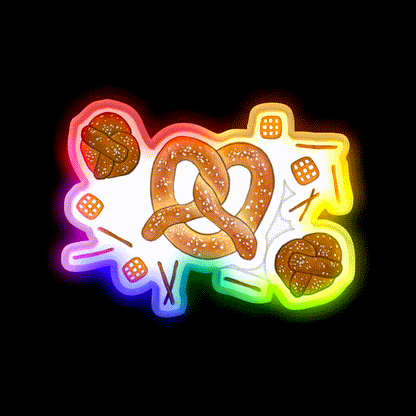 Pretzel Party Snack Food Led Neon Sign Rgb Color - LED neon sign close-up detail