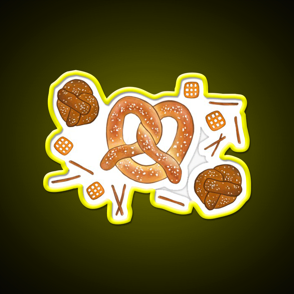 Pretzel Party Snack Food Led Neon Sign Rgb Color - Custom LED neon sign front view