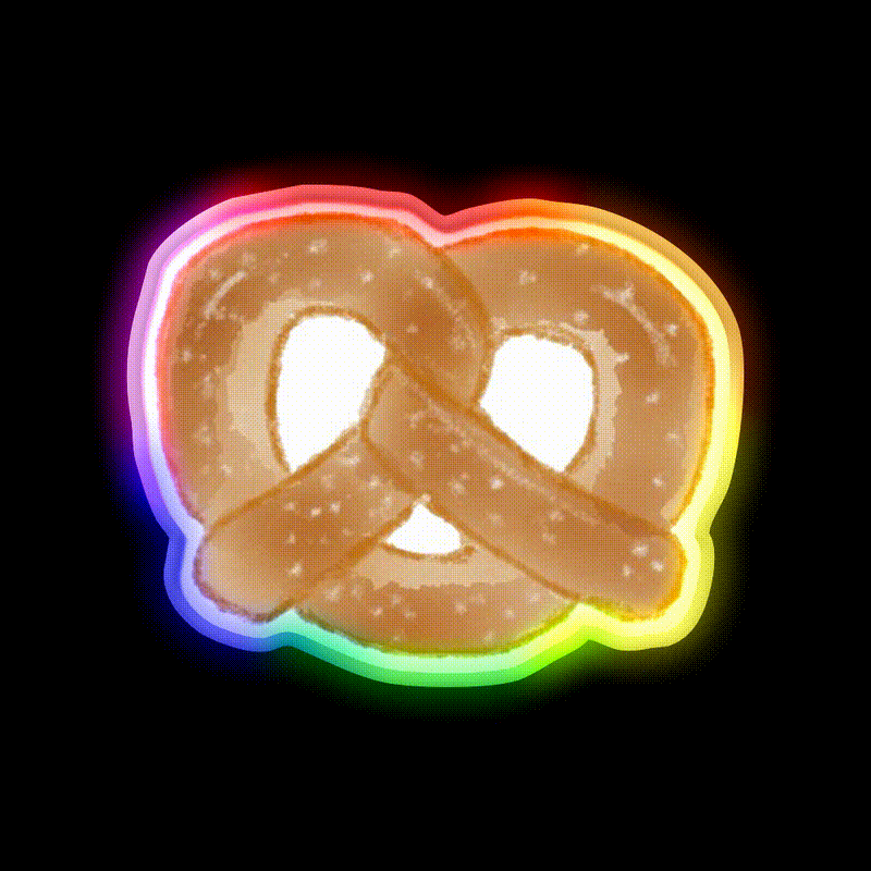 Pretzel Snack Food Led Neon Sign For Vending Area Rgb Color - LED neon sign close-up detail