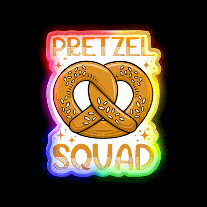 Pretzel Squad National Soft Pretzel Month Fun Snack Food Led Neon Sign Rgb Color - LED neon sign close-up detail