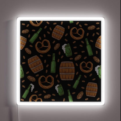Pretzels And Beer Oktoberfest Pattern Black Rgb Led Neon Sign - Shineneon