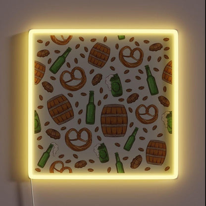 Pretzels And Beer Oktoberfest Pattern Bone Rgb Led Neon Sign - Shineneon