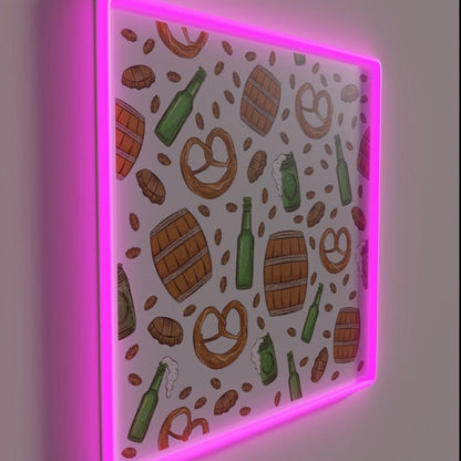 Pretzels And Beer Oktoberfest Pattern Bone Rgb Led Neon Sign - Shineneon