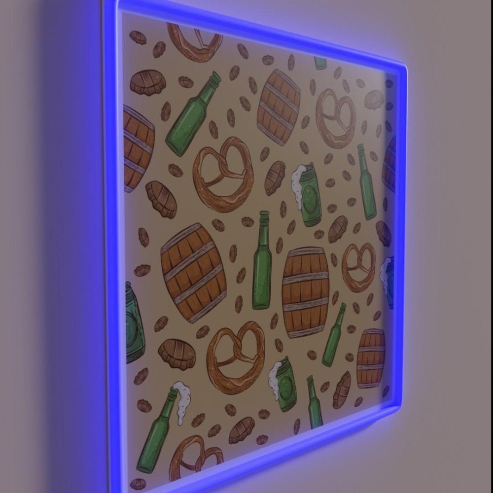 Pretzels And Beer Oktoberfest Pattern Cream Rgb Led Neon Sign - Shineneon