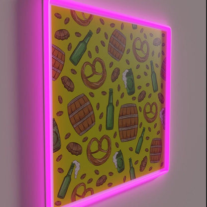 Pretzels And Beer Oktoberfest Pattern Lime Rgb Led Neon Sign - Shineneon