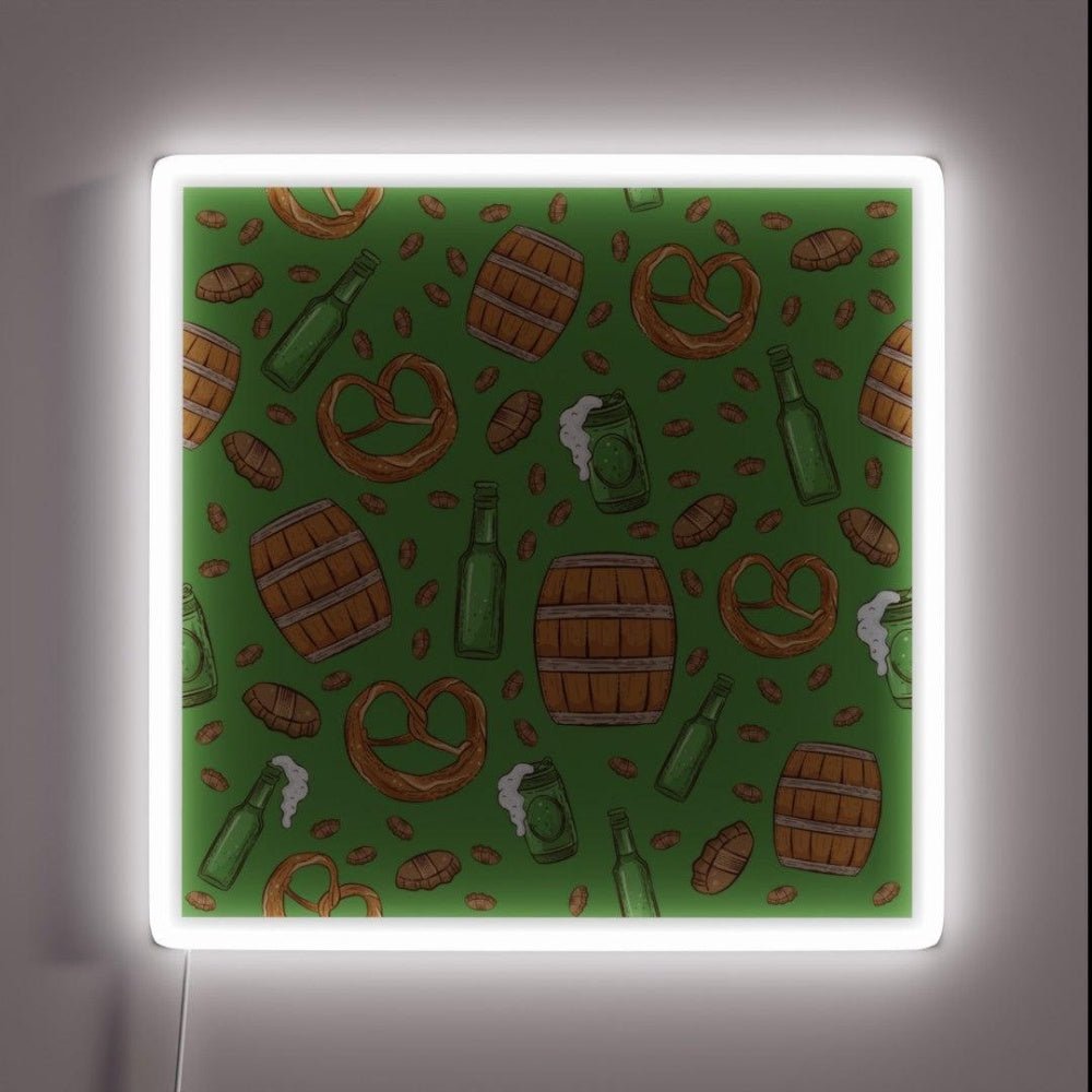 Pretzels And Beer Oktoberfest Pattern Spearmint Rgb Led Neon Sign - Shineneon