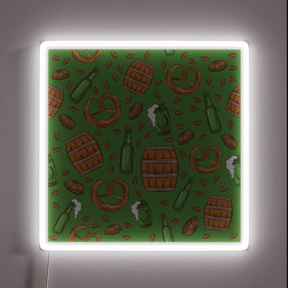 Pretzels And Beer Oktoberfest Pattern Spearmint Rgb Led Neon Sign - Shineneon