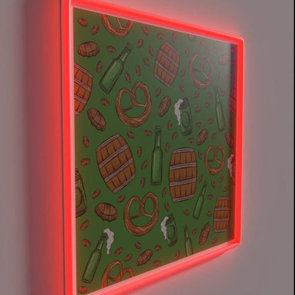 Pretzels And Beer Oktoberfest Pattern Spearmint Rgb Led Neon Sign - Shineneon