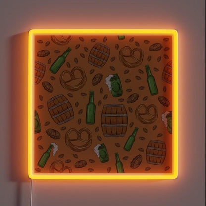 Pretzels And Beer Oktoberfest Pattern Tan Rgb Led Neon Sign - Shineneon