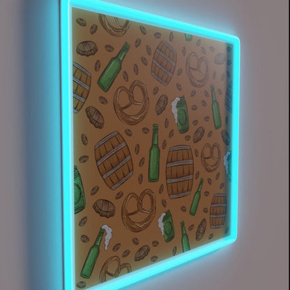 Pretzels And Beer Oktoberfest Pattern Tan Rgb Led Neon Sign - Shineneon