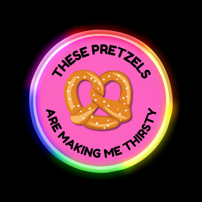 Pretzels Snack Food Led Neon Sign Rgb Color - LED neon sign close-up detail