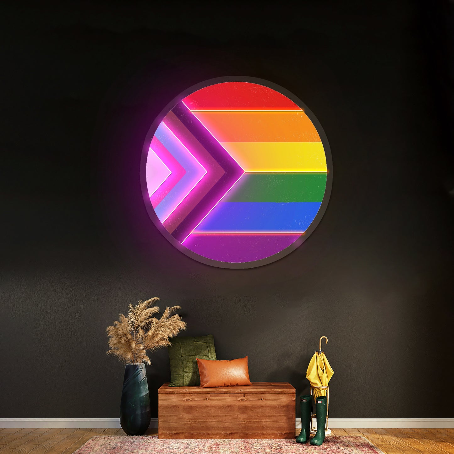 Pride Flag Circle Artwork Led Neon Signs