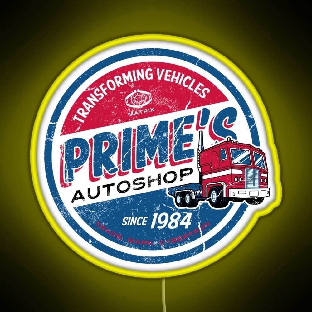 Primes Autoshop Vintage Distressed Style Garage Rgb Neon Sign - Shineneon