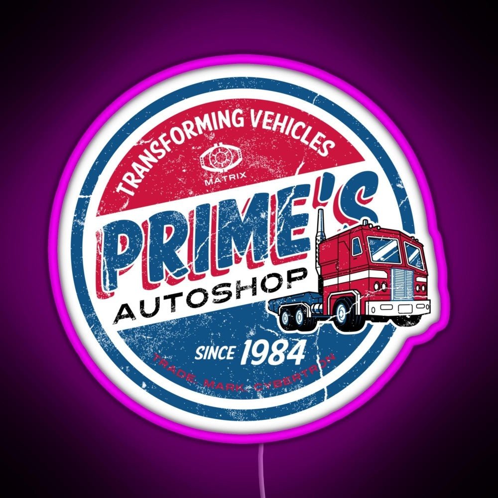 Primes Autoshop Vintage Distressed Style Garage Rgb Neon Sign - Shineneon