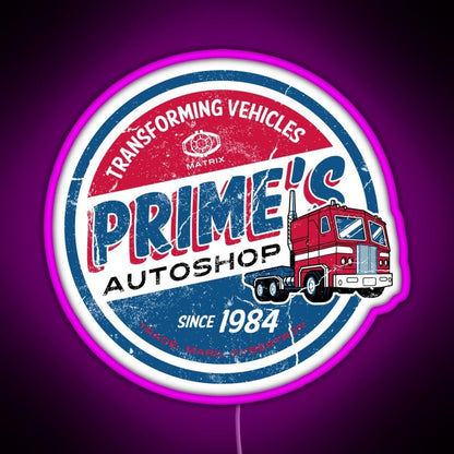 Primes Autoshop Vintage Distressed Style Garage Rgb Neon Sign - Shineneon
