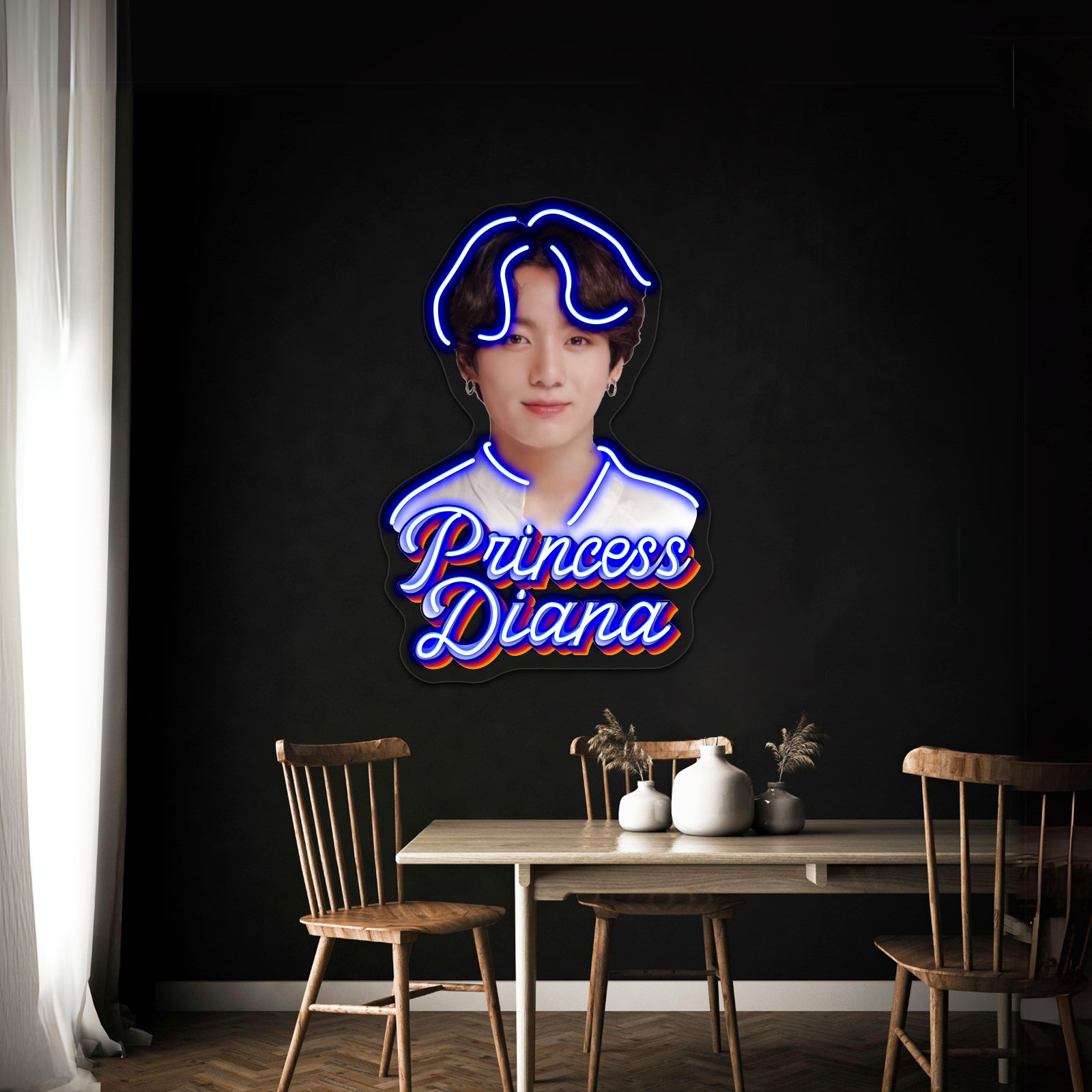 Princess Diana Jungkook Kpop Retro Meme Artwork Led Signs | Shineneon