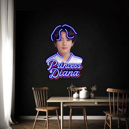 Princess Diana Jungkook Kpop Retro Meme Artwork Led Signs