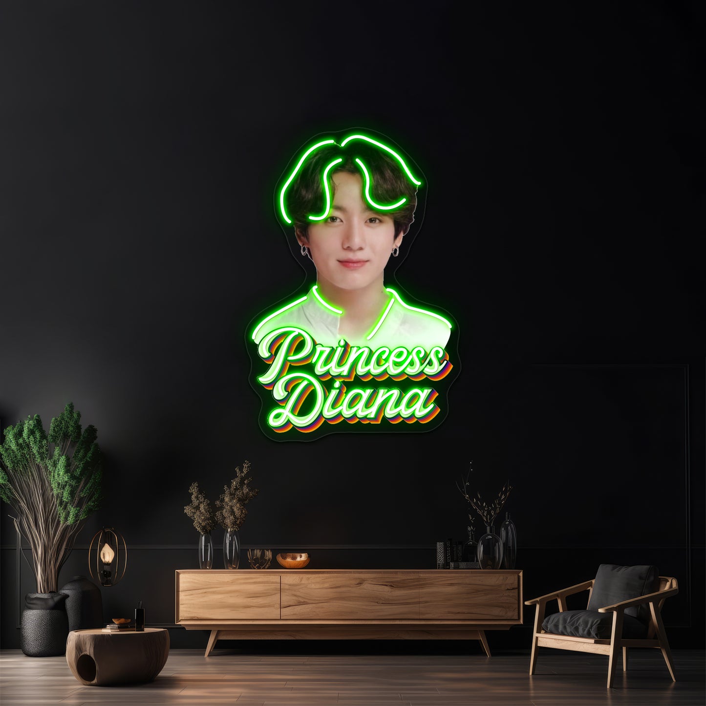 Princess Diana Jungkook Kpop Retro Meme Artwork Led Signs